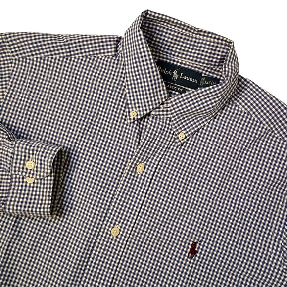 Ralph Lauren Other - Ralph Lauren Shirt‎ Mens Medium Blue White Gingham Check Classic Fit LS Pony